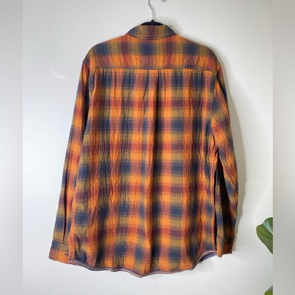 Carbon 2 Cobalt Mens Shirt Spiced Plaid Button Up Double Cloth medium tall - Picture 4 of 4